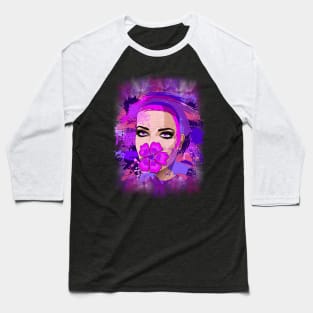 Girl with Pink Hibiscus on Lips Baseball T-Shirt